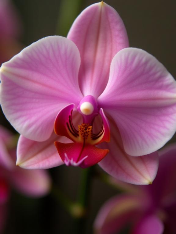 Dettaglio macro di un'orchidea rara utilizzata in un bouquet.